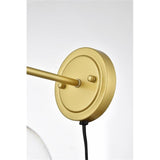 Living District Wesson 1-Light Metal Plug-In Wall Sconce In Brass/Clear