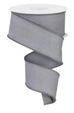 Solid Diagonal Weave Wired Edge Ribbon, 10 Yards (1.5 Inch, Grey)