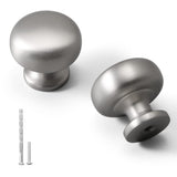 YAGU 5 Pack Round Cabinet Knobs Brushed Silver Kitchen Drawer Knob Satin Nickel Dresser Pulls Zinc Alloy Hardware for Bathroom C