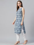 Anni Designer Women'S Rayon Blend Straight Printed Kurta (Ccd Blue_Xxl_Blue_Xx-Large),Blue,2XL,Rayon Blend,Regular,