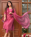 Gosriki Women'S Rayon Viscose Straight Embroidered Kurta With Pant & Dupatta (Bagicha Rani-Vks02-Gs_S_Pink_Small),Pink,,B0F8QBVQC8