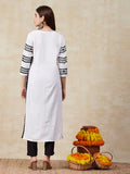 Anni Designer Women'S Cotton Blend Chikankari Embroidered Straight Kurta (Stho-White-Nrk_Xl_White_X-Large),White,XL,Cotton Blend,Traditional,
