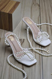Shoetopia Elegant Pearl-Embellished White Heeled Sandals For Women & Girls /Eu39,White,6,B0F9FMWDMP