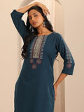 Libas Women'S Cotton Blend Yoke Design Regular Kurta (98215Oc_Navy_3Xl)