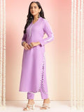 Gosriki Women'S Rayon Viscose Straight Solid Kurta With Pant (Janpad Purple-Vks01-Gs_L_Purple_Large),Purple,,B0DT73DG1H