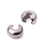 200pcs 3mm (0.12 Inch) Small Crimp Bead Knot Cover End Caps 18K White Gold Plated Copper Brass Crimps for DIY Craft Jewelry Maki