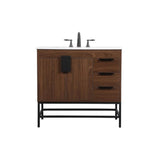 Elegant Decor Indoor Modern Under Sink Bathroom Fixtures Storage Organizer Cabinet 48 Inch Single Bathroom Vanity - Grey With Ba