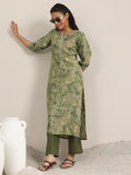 Libas Women'S Silk Blend Printed Straight Kurta (29477O_Green_Xxl)