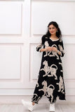Anni Designer Women'S Cotton Blend Printed Straight Kurta With Pant (Lanka Black_2306 Medium),Black,M,Cotton Blend,Regular,