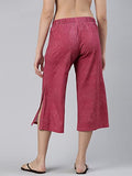 Enamor Ea64 Mid-Rise Shop In Culottes For Women With Side Slits And All Over Print,Strawberry - Ditsy DApparel,S