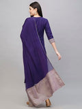 Anni Designer Women'S Cotton Blend Straight Printed Kurta With Pant & Dupatta (Kiku Begani_L_Purple_Large),Purple,L,Cotton Blend,KIKU BEGANI_1378,