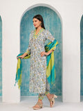 Anni Designer Women'S Rayon Blend Printed Straight Kurta With Pant & Dupatta (Sthula Multi-Nw_M_Green_Medium),Green,M,Rayon Blend,Regular,
