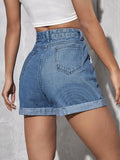 Kotty Women'S High-Rise Denim Shorts(Blue,M)