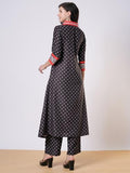 Gosriki Women'S Rayon Viscose Anarkali Printed Kurta With Pant (Karidos Black-Vks02-Gs_L_Black_Large),Black,,B0DTK898N3