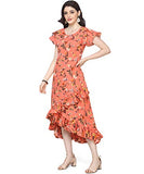Oomph! Women'S Crepe Wrap Maxi Dress - Marmalade Orange,Marmalade OrangeApparel,XL