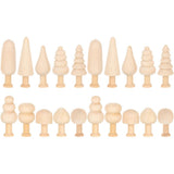 Toddmomy 20Pcs Unfinished Wooden Tree Mushroom Peg Dolls Natural Mini Peg Dolls Unpainted Wooden Tree Figures for Arts Crafts Pr