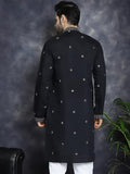 Jompers Men'S Black Sequin Embroidered Kurtas (Black, M)