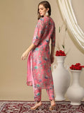 Gosriki Women'S Cotton Blend Straight Printed Kurta With Pant (Madikari Pink-Nj-Gs_L_Pink_Large),Pink,,B0D3BYMVCL