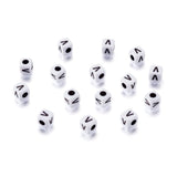 240pcs Opaque Acrylic Letter V Cube Beads White Plastic Alphabet Loose Spacer Square Beads 4-5mm for DIY Name Bracelet Necklace