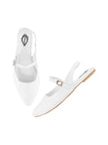 Women'S Pointed-Toe Flats Stylish Slingback Ballerina Shoes With Adjustable Strap Casual & Office Wear White Eu36,White,3,B0DJJXBMTW