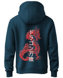 Adro Mens Hoodies With Hail The Dragon Puff Backside Printed, 100% Cotton 340Gsm. (H23-M-Dra-Sb_Teal_M)