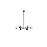 Living District Briggs 6-Light Mid-Century Metal Pendant In Black And Clear