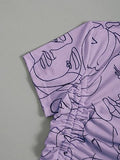 Toplot Printed Crop Top For Women With Short Sleeve (Crop-Top-5100-Purple-M),Purple,,B0CBPP5CM2