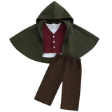 Infant Toddler Baby Boys Halloween Costume Medieval Ring Bearer Long Sleeve Shirt Vest Cloak and Pants 4pcs Outfit Set (Green, 3