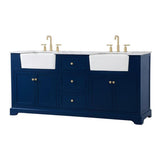 Elegant Decor Franklin 72 Aluminum Mdf Double Bathroom Vanity In Blue