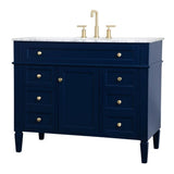 Elegant Decor Park Avenue 42 Metal Mdf Marble Single Bathroom Vanity In Blue