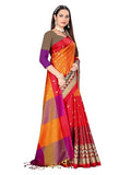Greciilooks Womens Cotton Silk Casual Saree For Women (Red)