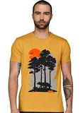 Adro Mens Sun Printed Cotton T-Shirt (Rn22-1-Sun-Mu_Mustard_L)