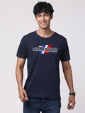 Adro Men'S Graphic Printed 100% Cotton T-Shirt - Regular Fit, Printed T-Shirts For Men (Rn24-Cmp-Nb_Navy_M)