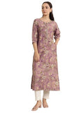 Libas Women'S Silk Blend Floral Printed Straight Kurta (29478O_Mauve_M)