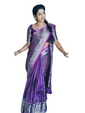 Flosive Womens Kanjivaram Silk Saree With Handloom Weaving Work With Blouse (PURPLE)