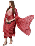 Anni Designer Women'S Cotton Blend Straight Printed Kurta With Pant & Dupatta (Doremi-Red-Bhn_Xxl_Red_Xx-Large),Red,2XL