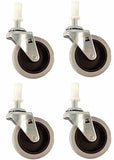 4 (4SRC40) Cart Replacement Stem Caster Set - Rubber Wheel