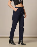 Toplot Cotton Multi-Pocket Cargo Pant For Women (Women-Up-Cargo-5178-Navy-28) Blue,Blue,28,B0CYQ97X1M