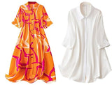 Leriya Fashion Rayon Women Above The Knee Western Dress (Lf-Wd1099&Wd1143_White&Orange,White&OrangeApparel,M