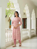 Anni Designer Women'S Rayon Blend Straight Printed Kurta With Pant (Ghasi Pink_L_Pink_Large),Pink,L,Rayon Blend,Regular,