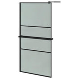 vidaXL WalkIn Shower Wall with Shelf in Black: Aluminum and ESG Glass Construction for Sturdy, Minimalist, Flexible Bathroom D