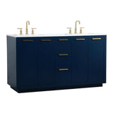 Elegant Decor Blake 60 Aluminum Alloy Mdf Double Bathroom Vanity In Blue