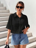 Toplot Shirt For Women || V-Collar Solid Crop For Woman || Half Sleeves For Women || Oversized Shirt For Woman (V-Crop-Shirt-5183-Black-Brown-Xl),Black-Brown,,B0FBG8SJ14