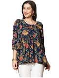 Gosriki Women'S Tunics Tops Rayon Viscose Printed Short Top For Women (Silvi Blue-Vks01-Gs_L_Blue_Large),Blue,,B0DVQ4QBFF