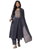 Libas Women'S Silk Blend Kurta Sets (Gs1090_Grey_Xxl)