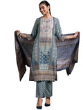 Libas Womens Printed Crepe Straight Kurta With Trousers And Dupatta