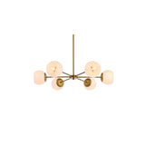 Living District Briggs 6-Light Mid-Century Metal Pendant In Brass And White