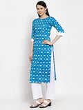 Gosriki Women'S Blue Pure Cotton Straight Kurta With Plazzo (Aria Blue_Xl),Blue,,B08KF1R6G8