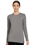 Enamor Essentials E057 Slim Fit Cotton Long Sleeve Crew Neck Tee For Women(E057-Mediumgrey Melange-S)