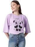 Kotty Women'S Cotton Blend Printed Oversized T-Shirts,Light PurpleApparel,M